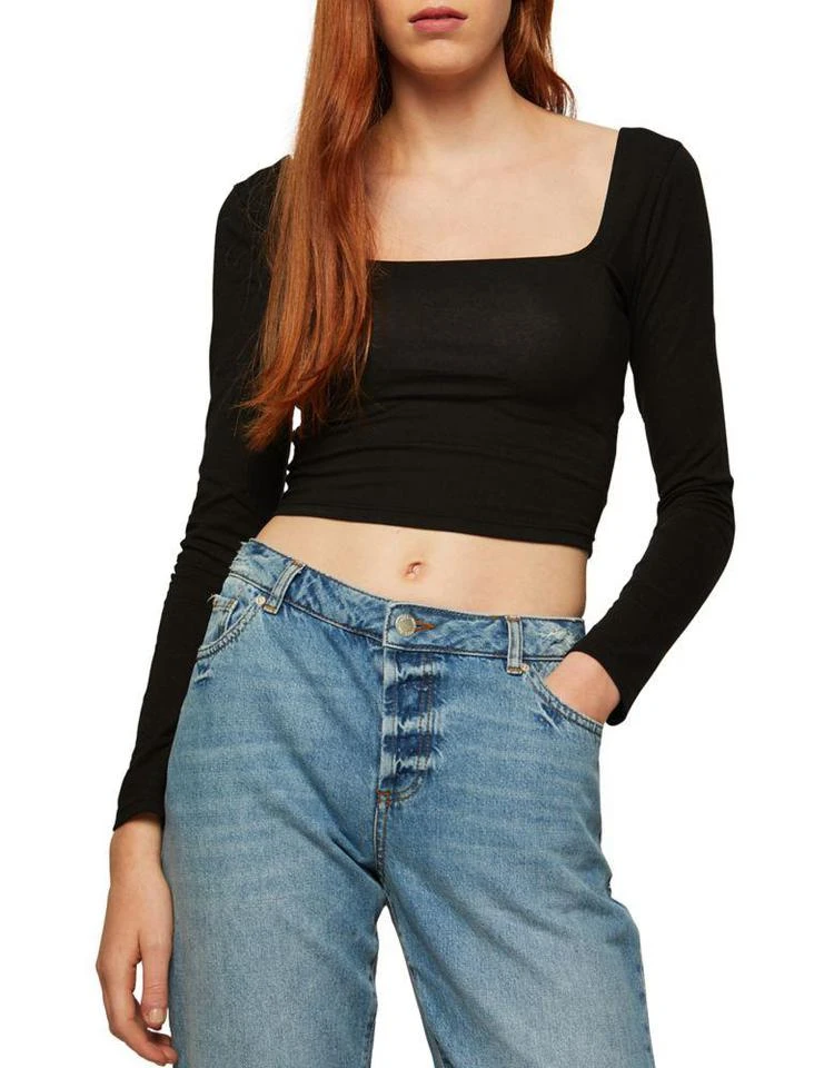 商品Miss Selfridge|Cropped Long-Sleeve Top,价格¥91,第1张图片