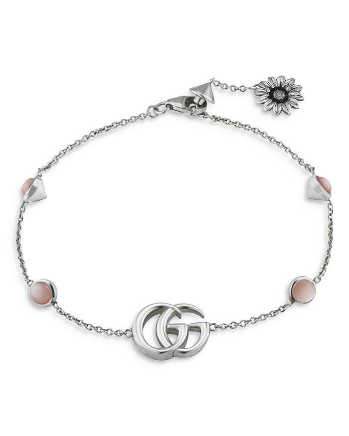 商品Gucci|Sterling Silver Marmont Mother of Pearl, Logo and Flower Link Bracelet,价格¥3368,第3张图片详细描述