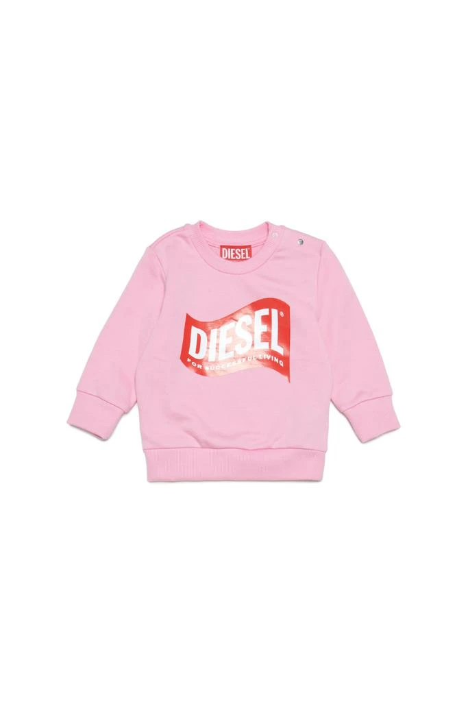 商品Diesel|Sannyb Sweat-shirt  Pastel Pink Crew-neck Cotton Sweatshirt With Logo In wave Version,价格¥526,第1张图片
