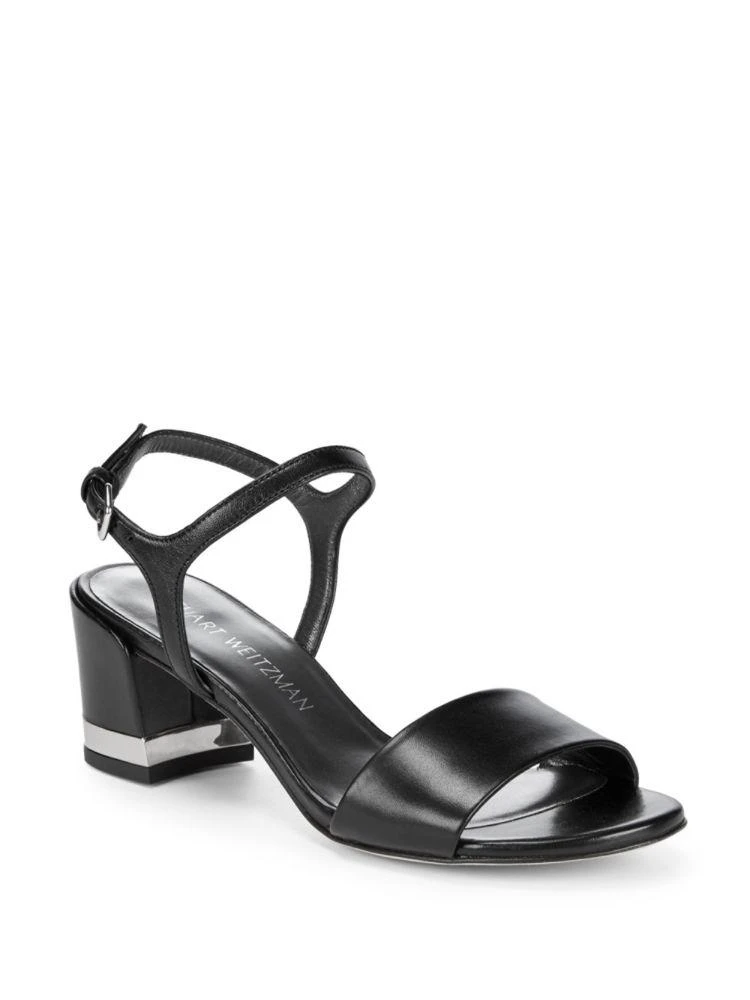 商品Stuart Weitzman|Metal Heel Insert Leather Sandals,价格¥1026,第1张图片