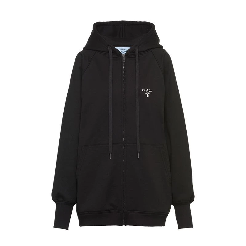 商品Prada|【预售3-7天】普拉达  女士黑色大廓形棉质连帽衫卫衣138572_1ZT7_F0967_S_202,价格¥9549,第1张图片