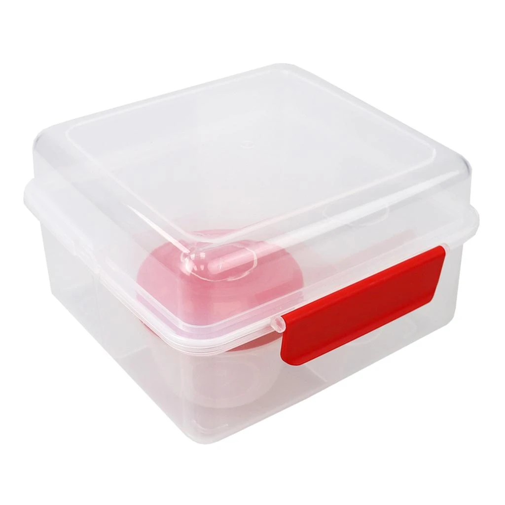 商品Home Basics|Home Basics Locking Multi-Compartment Plastic Lunch Box with Small Food Storage Container, Red,价格¥111,第1张图片