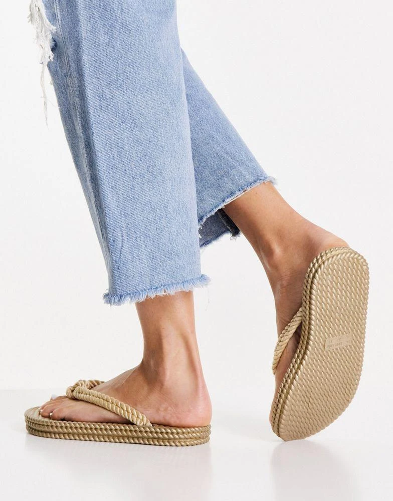 商品ASOS|ASOS DESIGN Flow rope flip-flops in natural,价格¥77,第2张图片详细描述