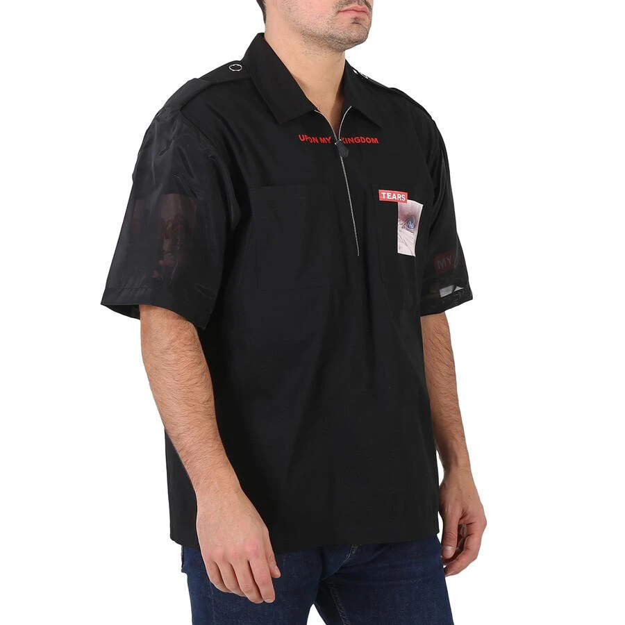 商品Burberry|Men's Black Short-sleeve Montage Print Cotton Shirt,价格¥1008,第3张图片详细描述