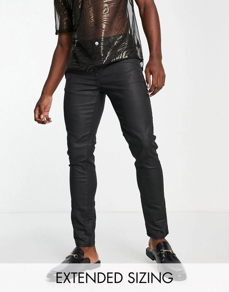 商品ASOS|ASOS DESIGN skinny jeans in black with coated denim,价格¥176,第1张图片