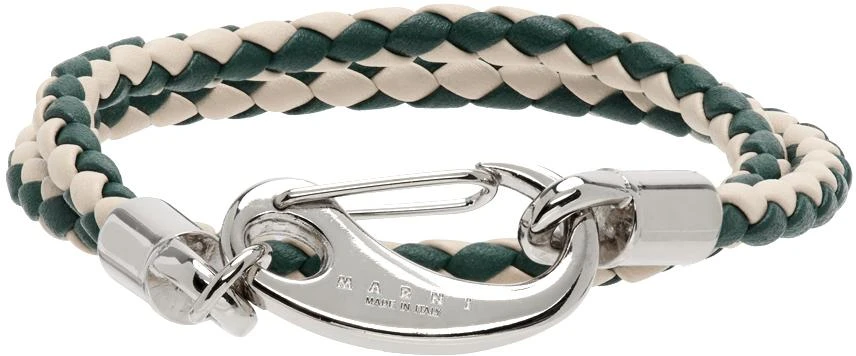 商品Marni|White & Green Double Wrap Braided Bracelet,价格¥588,第1张图片