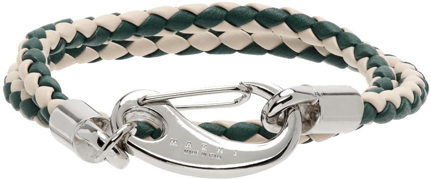 商品Marni|White & Green Double Wrap Braided Bracelet,价格¥525,第1张图片