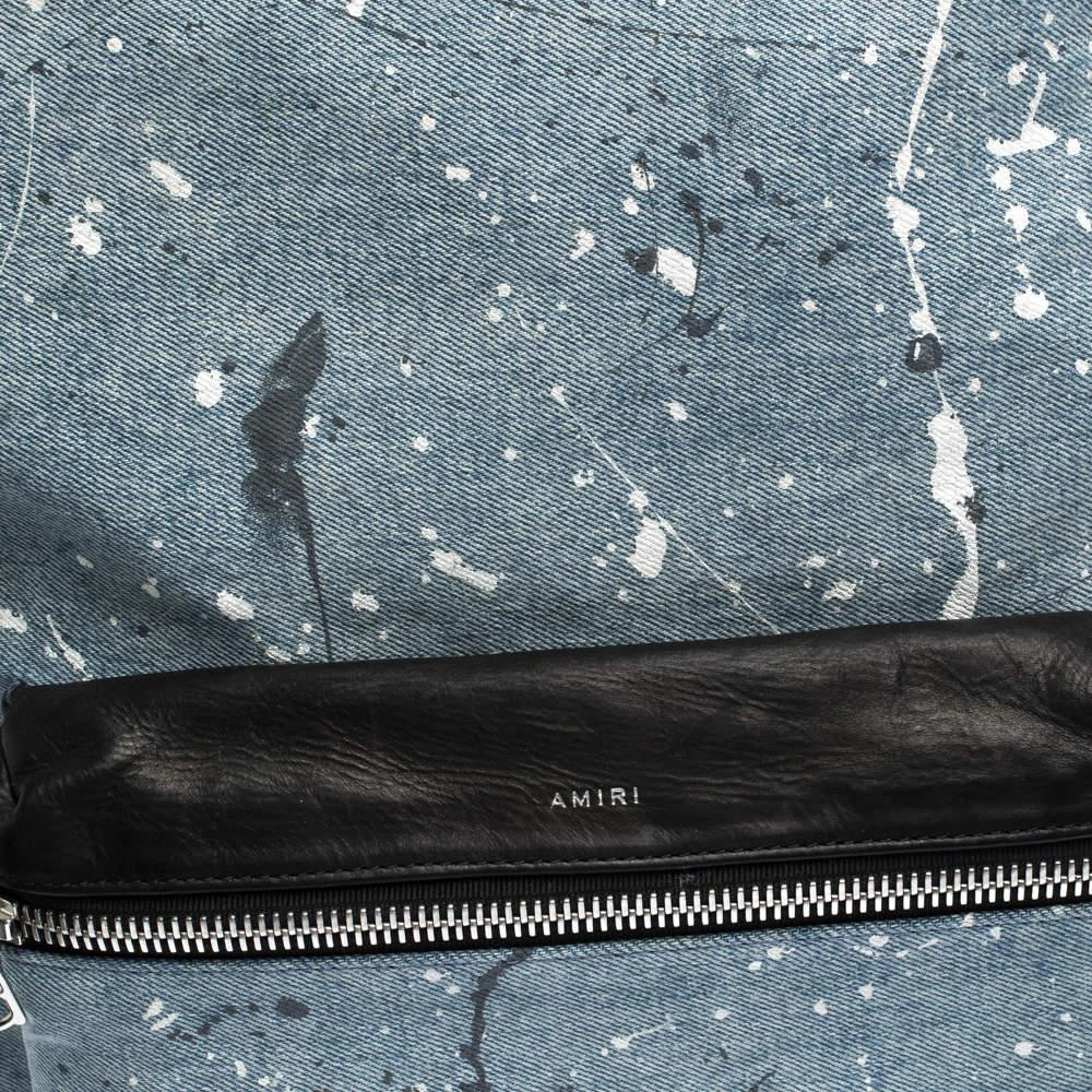 商品[二手商品] AMIRI|Amiri Wash Blue/Black Paint Denim and Leather Splatter Backpack,价格¥1514,第5张图片详细描述