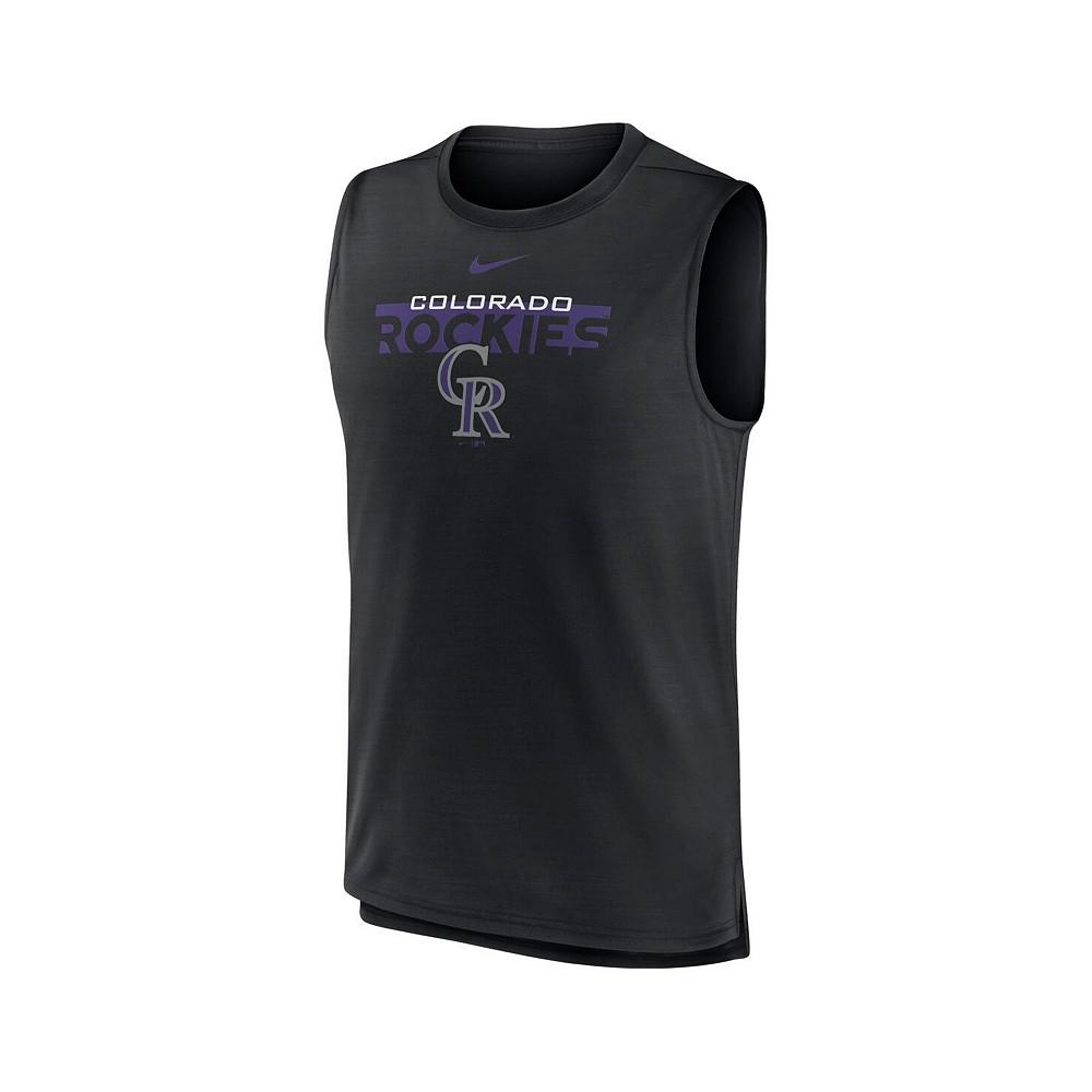 Men's Black Colorado Rockies Knockout Stack Exceed Muscle Tank Top商品第2张图片规格展示