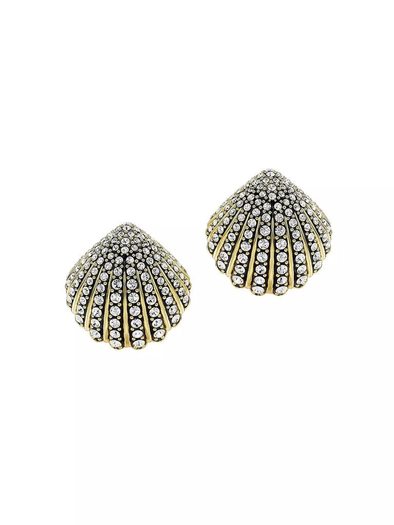 商品Swarovski|Idyllia Goldtone & Crystal Clamshell Stud Earrings,价格¥887,第1张图片