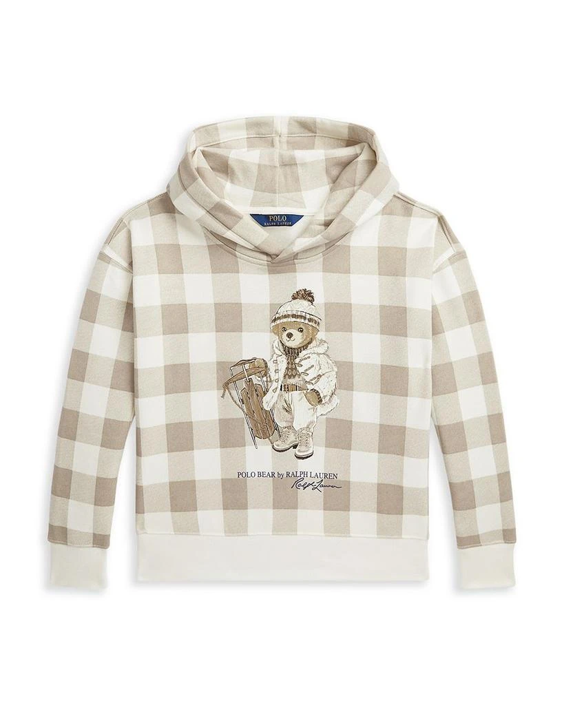 商品Ralph Lauren|Girls' Plaid Polo Bear Fleece Hoodie - Little Kid, Big Kid,价格¥712,第1张图片详细描述