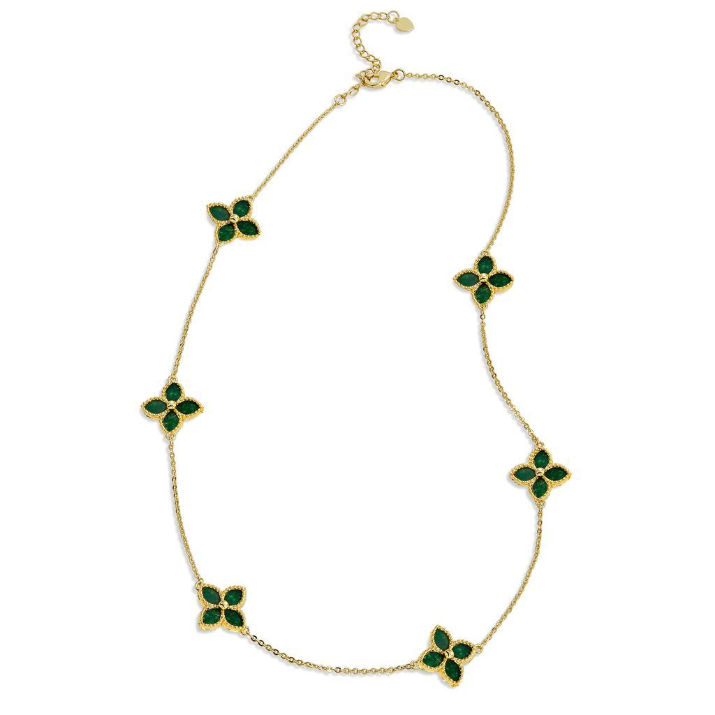 商品Savvy Cie Jewels|18K Gold Vermeil Greeb Agate Flower Choker,价格¥731,第1张图片