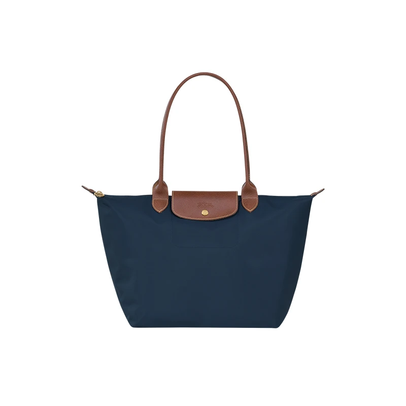 LONGCHAMP/珑骧 女士深蓝色帆布金色五金按扣拉链开合大号托特包 商品