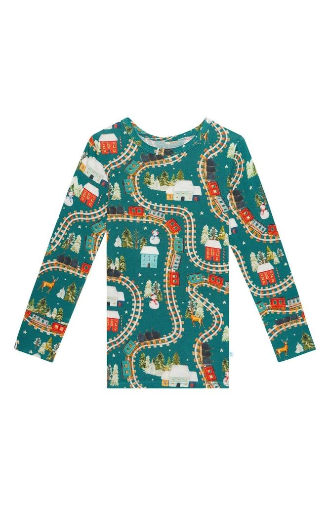 商品Posh Peanut|Wyatt Holiday Train Fitted Two-Piece Pajamas,价格¥181,第2张图片详细描述