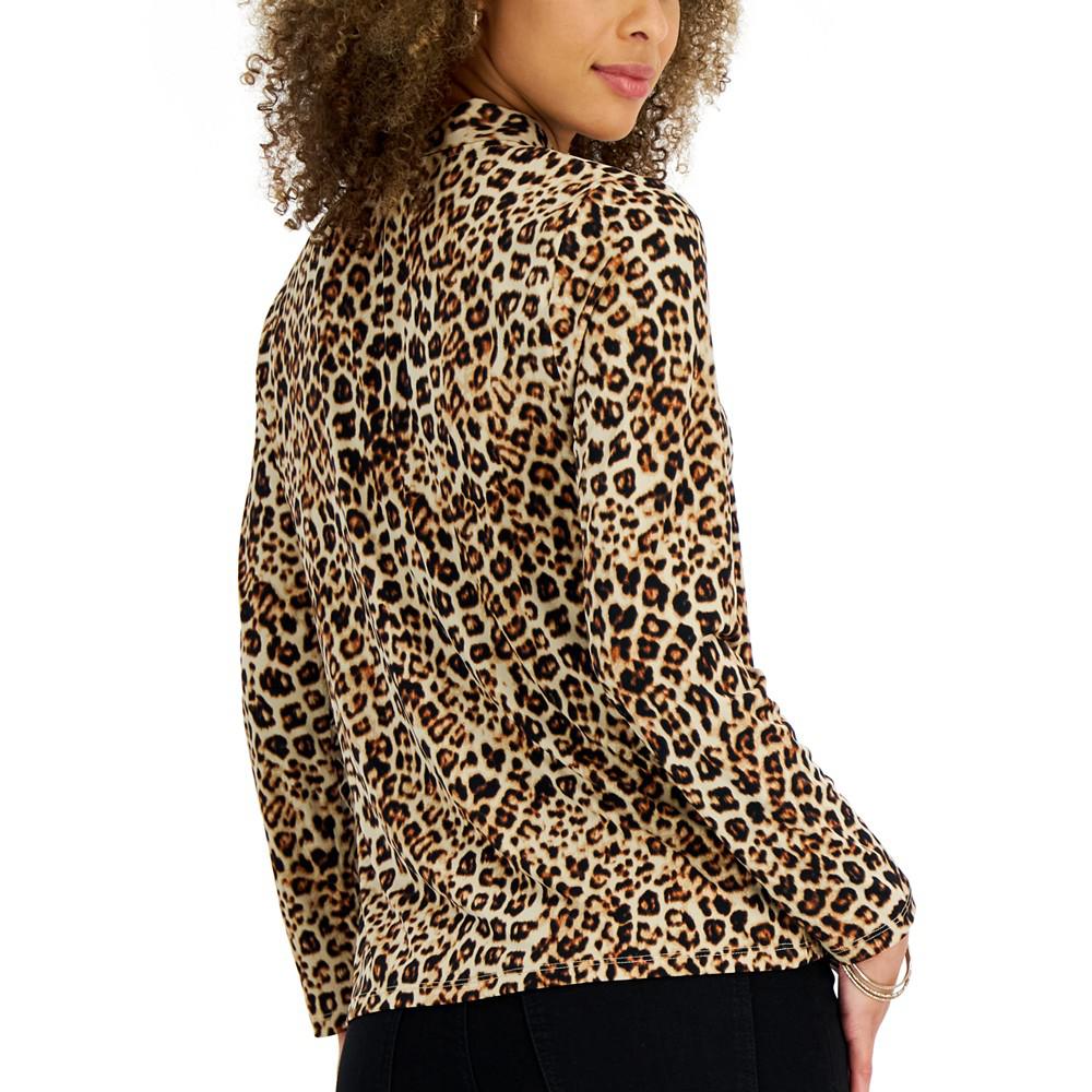 Women's Leopard Tie-Neck Blouse, Created for Macy's商品第2张图片规格展示