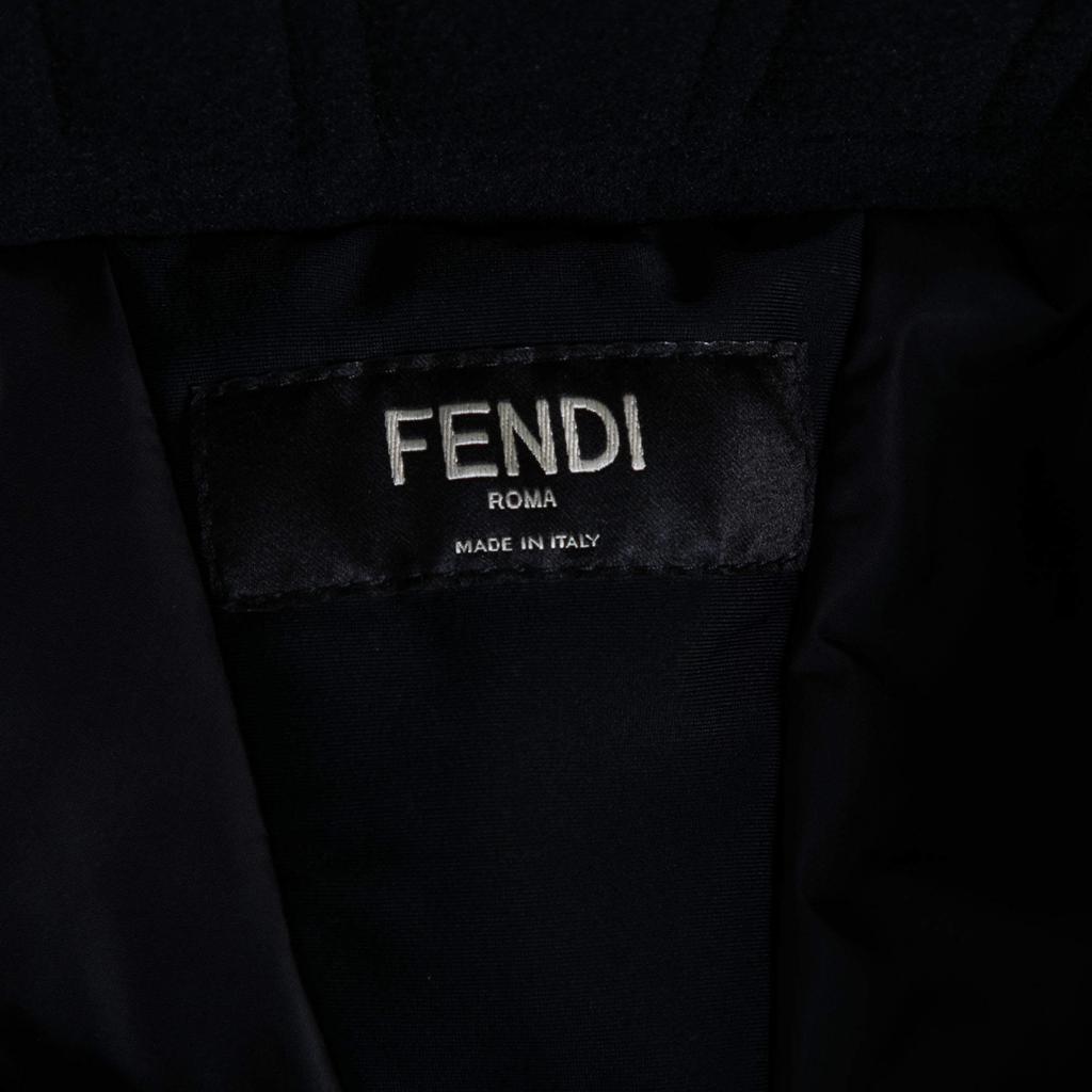 Fendi Black Synthetic Logo Print Detailed Wide Leg Ski-Pants M商品第4张图片规格展示