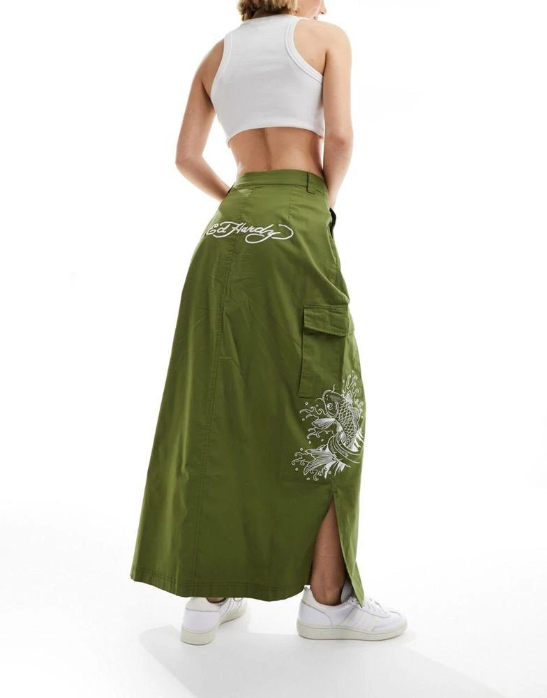 商品Ed Hardy|Ed Hardy midi cargo with koi wave embroidered skirt,价格¥447,第1张图片