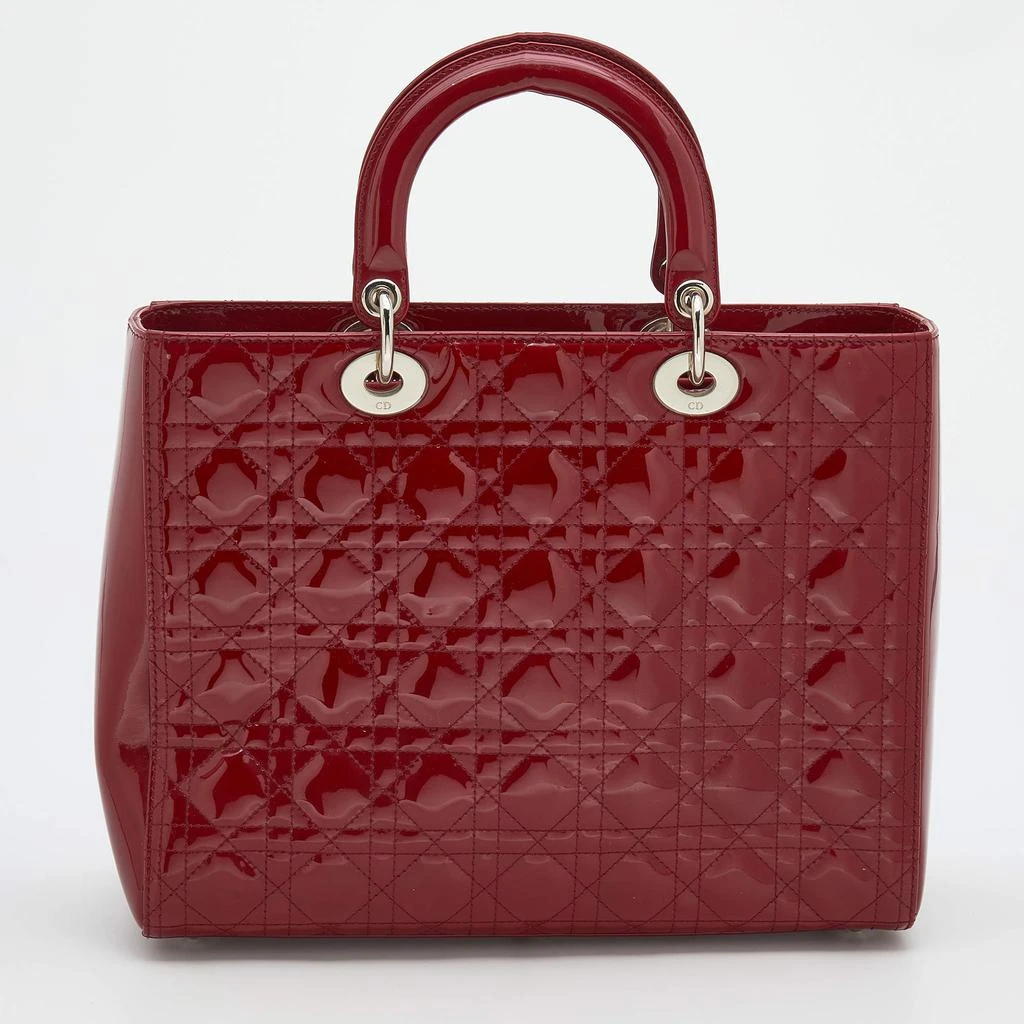 商品[二手商品] Dior|Dior Red Cannage Patent Leather Large Lady Dior Tote,价格¥9972,第4张图片详细描述