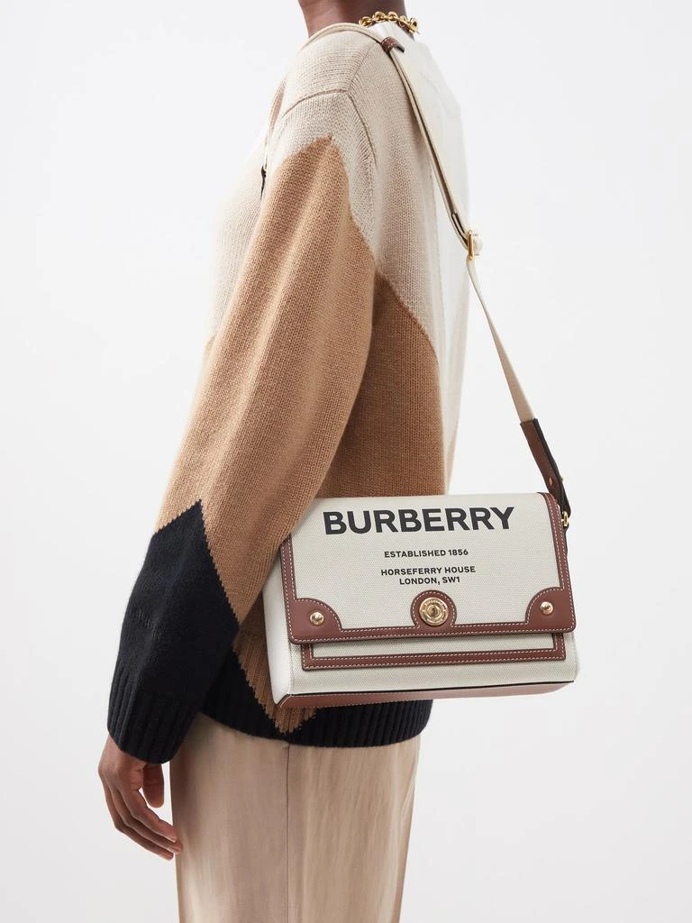 商品Burberry|Note medium canvas and leather shoulder bag,价格¥10546,第2张图片详细描述