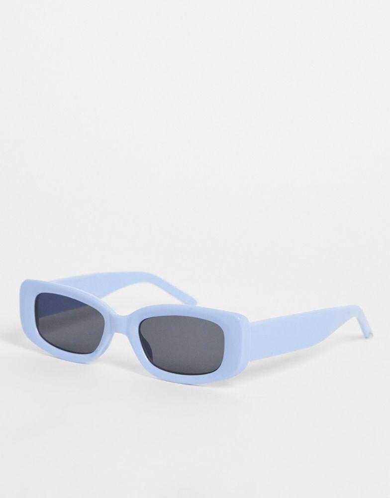 ASOS DESIGN rectangle sunglasses with smoke lens in blue - MBLUE商品第1张图片规格展示