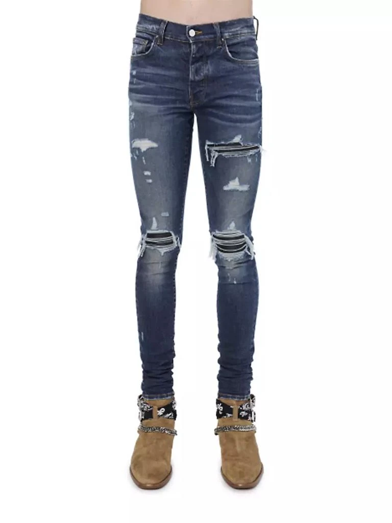 商品AMIRI|Mx1 Leather Patch Skinny Jeans,价格¥8245,第1张图片