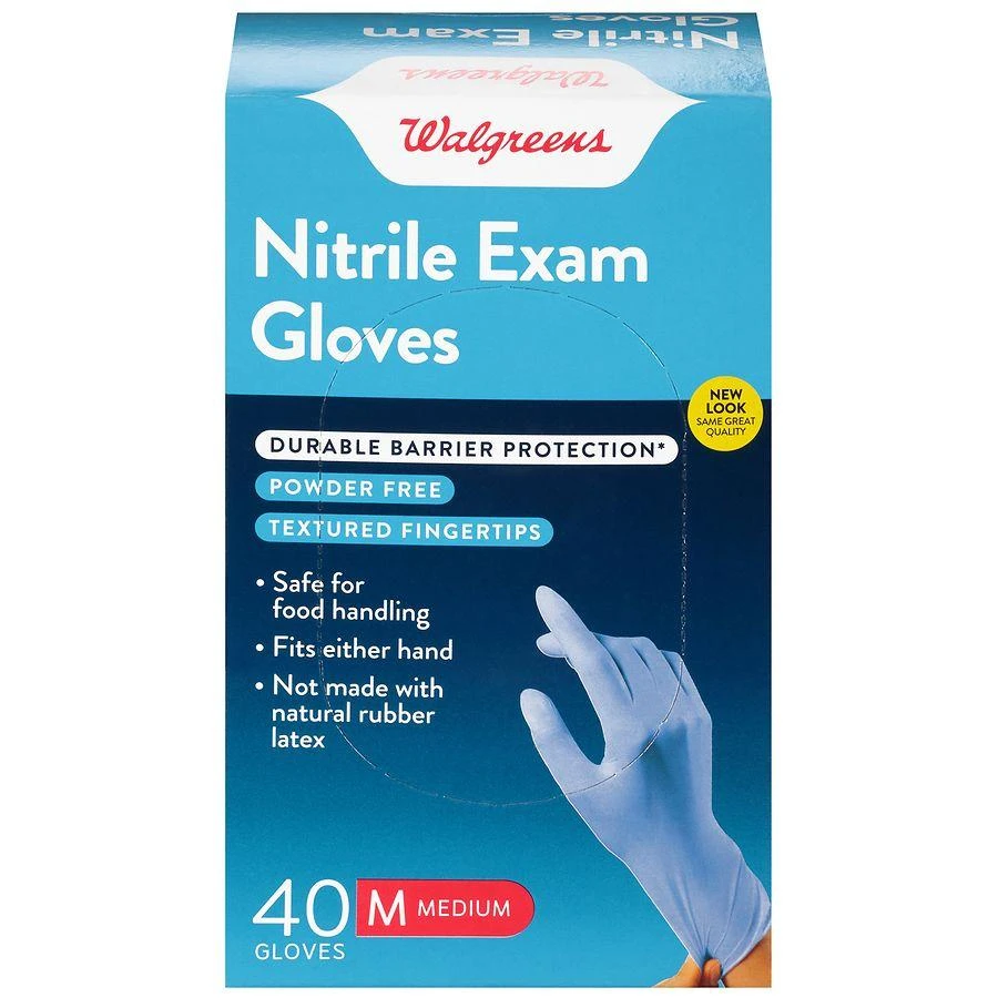 商品Walgreens|Nitrile Exam Gloves Medium,价格¥118,第1张图片