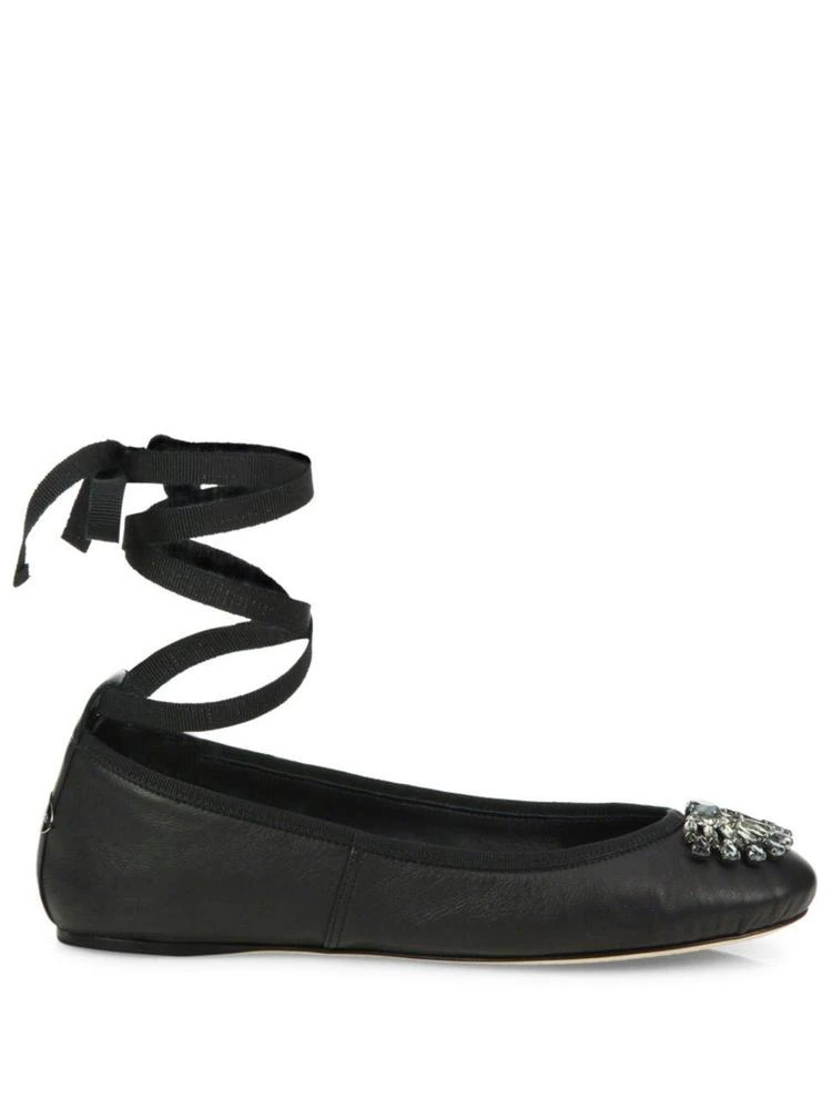 商品Jimmy Choo|Grace Crystal-Embellished Leather Ankle-Wrap Ballet Flats,价格¥1784,第5张图片详细描述