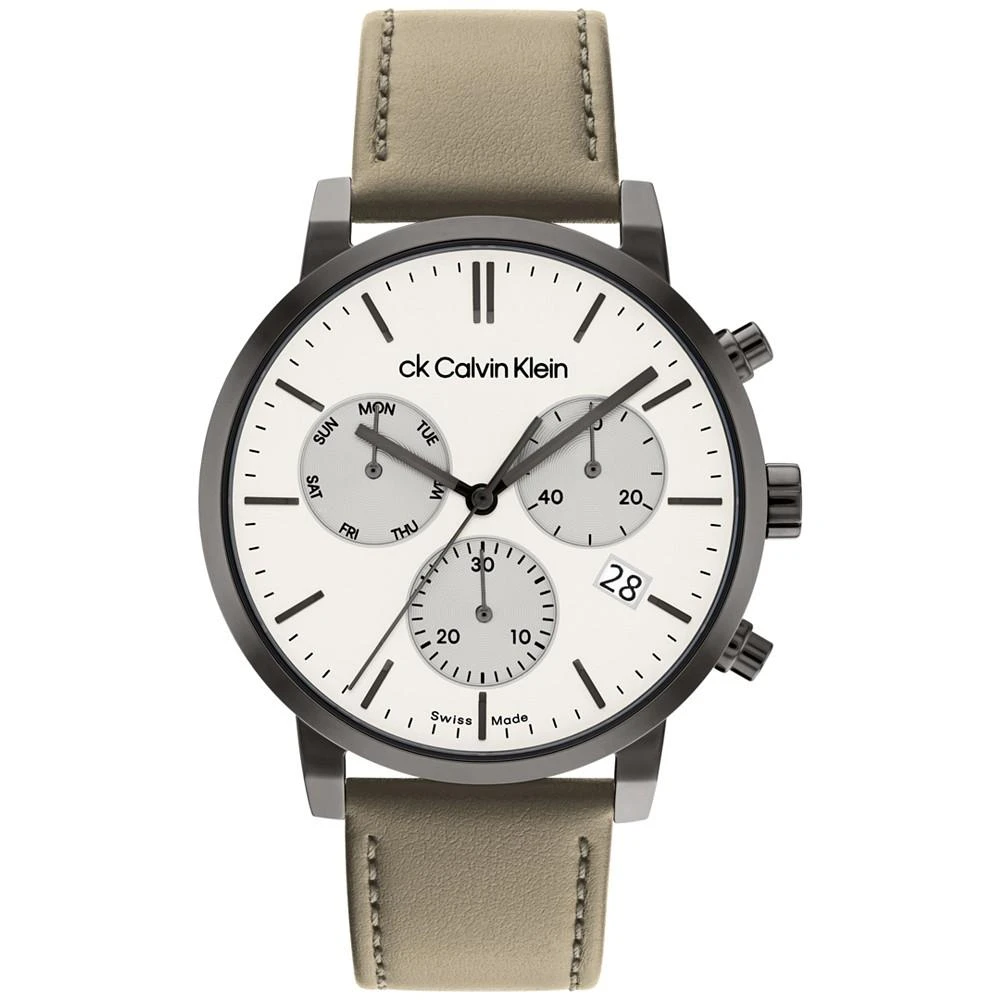 商品Calvin Klein|Men's Swiss Chronograph Gauge Tan Leather Strap Watch 42mm,价格¥2228,第1张图片