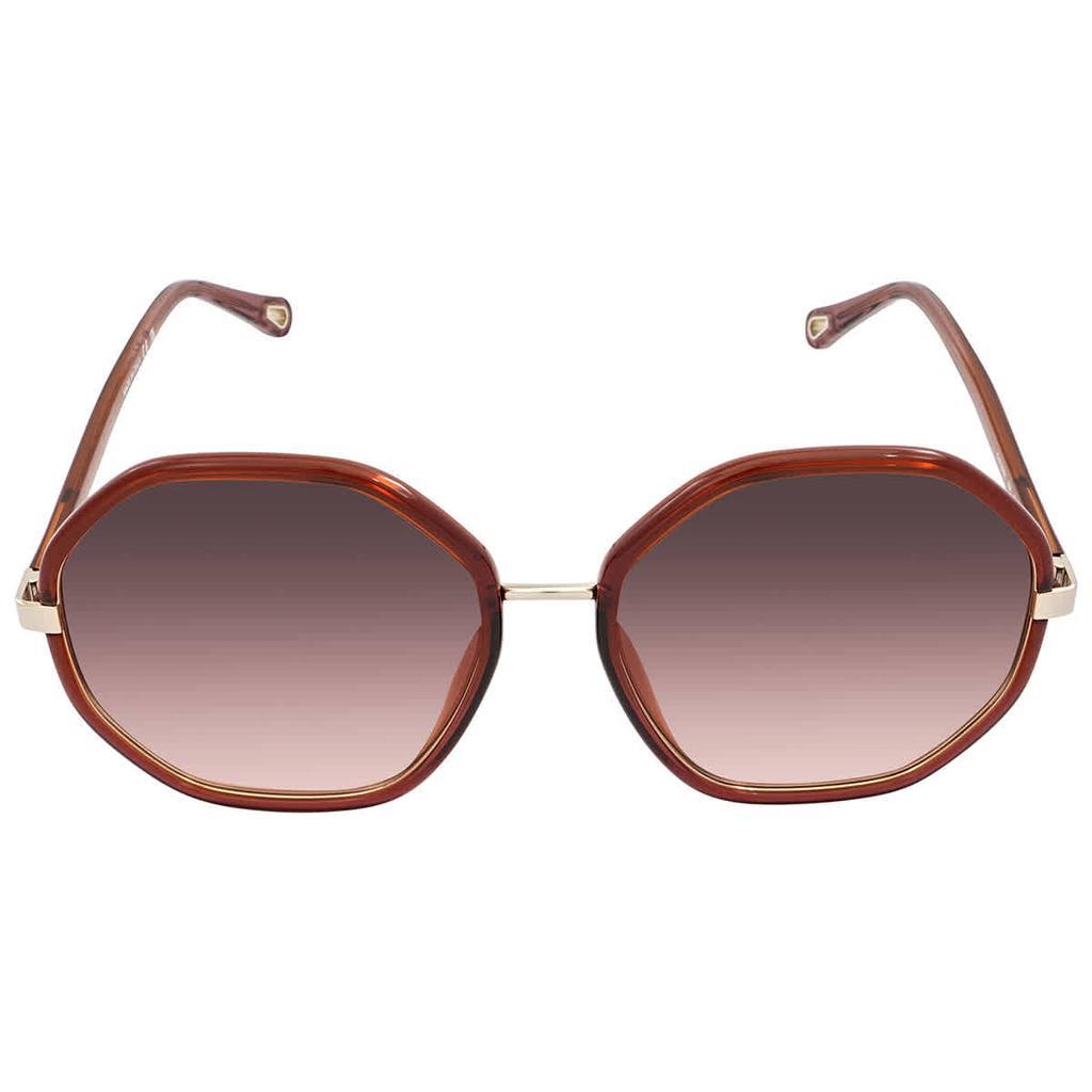 商品Chloé|Chloe Gradient Red Brown Geometric Ladies Sunglasses CH0133SA 004 59,价格¥1450,第4张图片详细描述