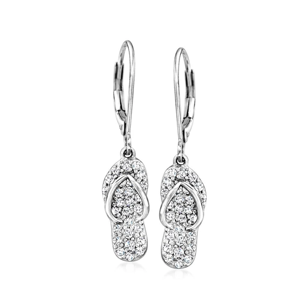 商品Ross-Simons|Diamond Flip-Flop Drop Earrings in Sterling Silver,价格¥1741,第1张图片