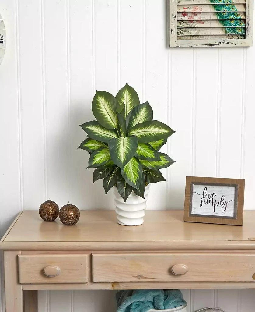 商品NEARLY NATURAL|Dieffenbachia Artificial Plant in Swirl Planter,价格¥468,第4张图片详细描述