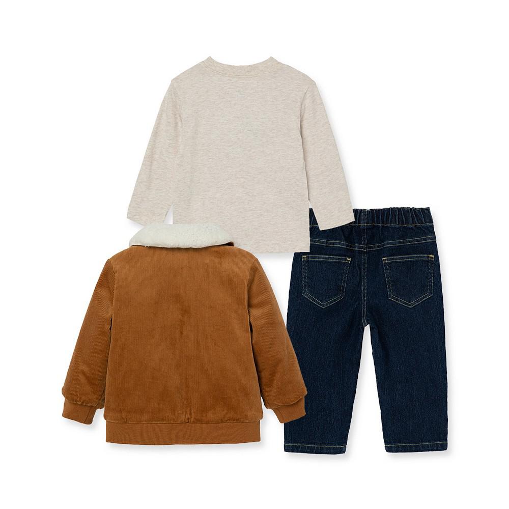 Baby Boys Corduroy Jacket, T-shirt and Jeans, 3-Piece Set商品第2张图片规格展示