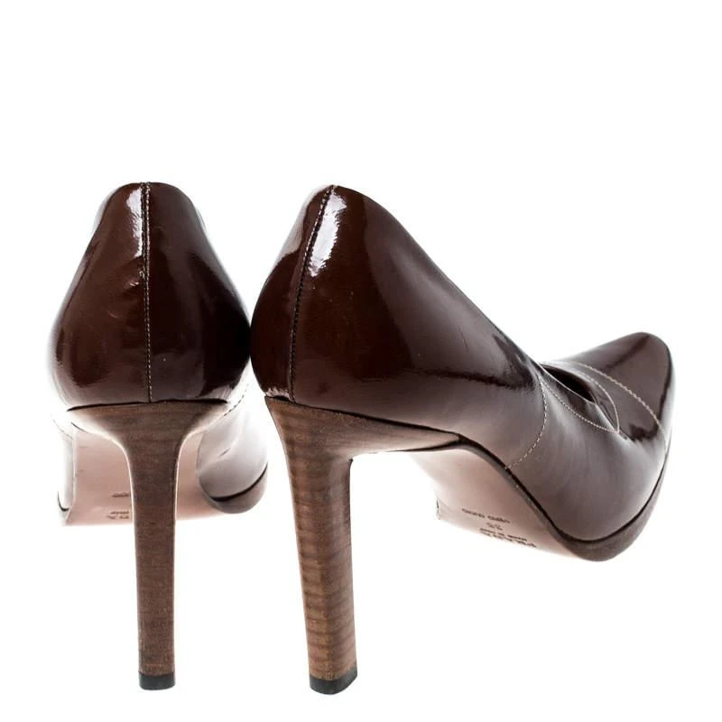 商品[二手商品] Prada|Prada Brown Patent Leather Pointed Toe Pumps Size 38,价格¥2120,第5张图片详细描述
