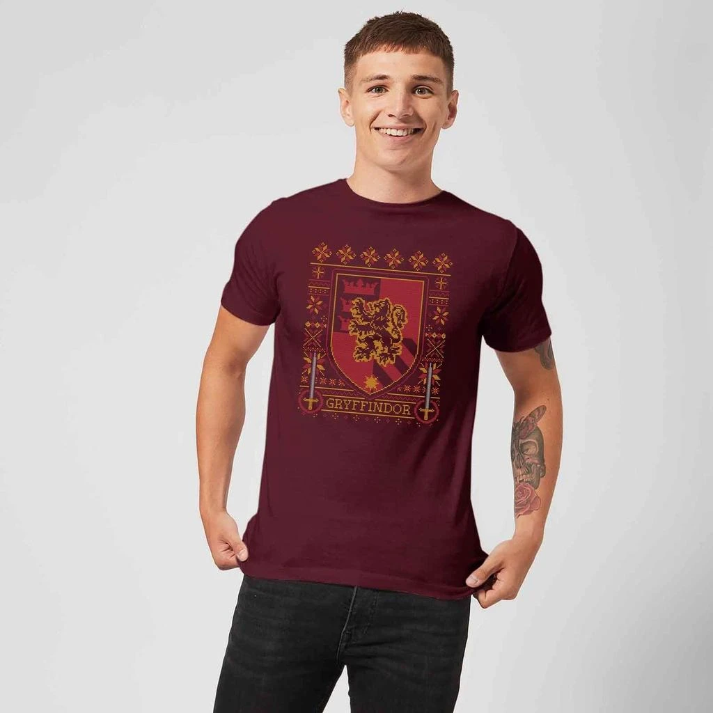 商品Harry Potter|Harry Potter Gryffindor Crest Men's Christmas T-Shirt - Burgundy,价格¥170,第3张图片详细描述