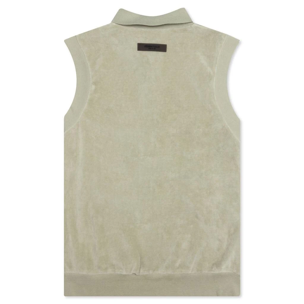 商品Essentials|Fear of God Essentials Women's Velour Sleeveless Polo - Seafoam,价格¥354,第2张图片详细描述