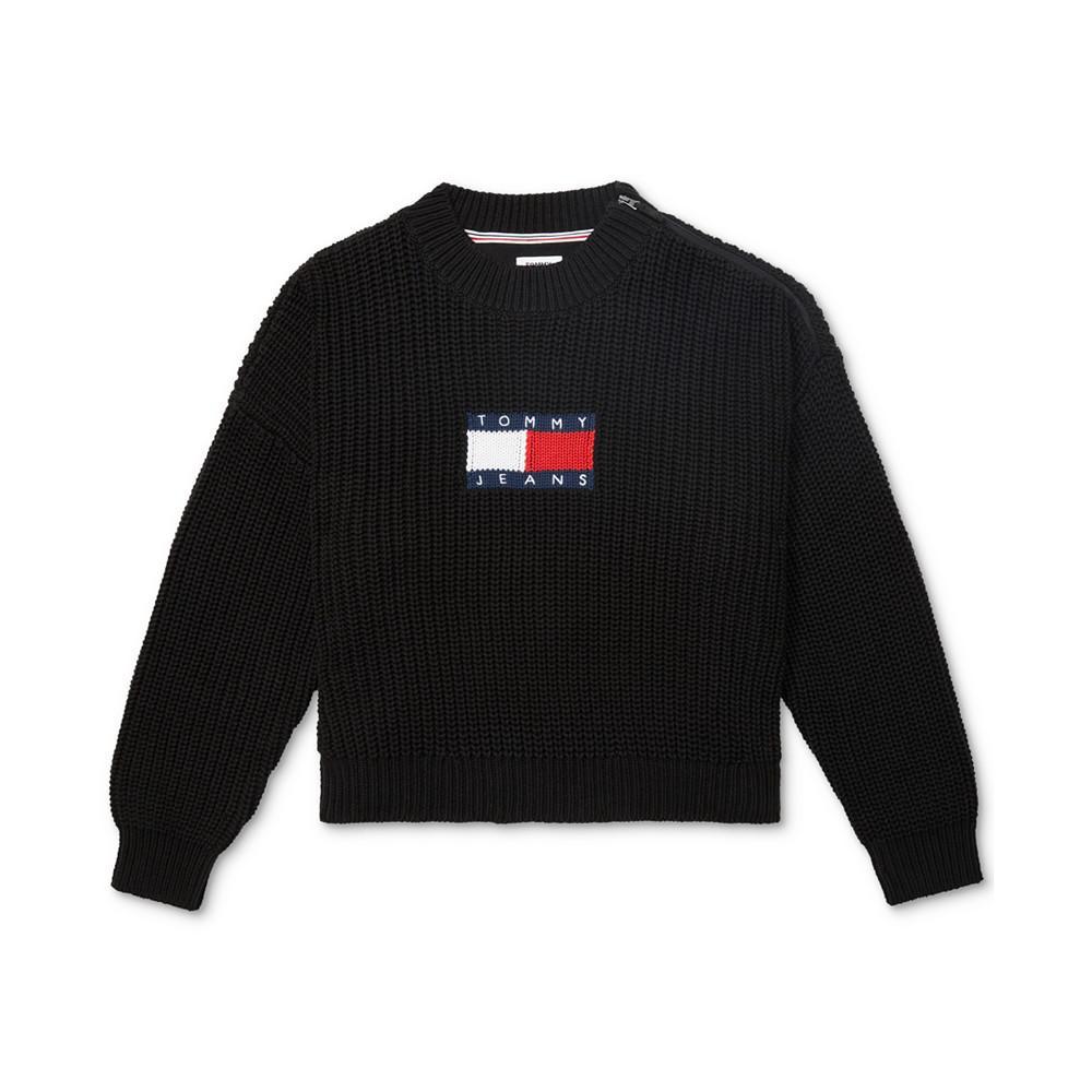 商品Tommy Hilfiger|Women's Cotton Flag Sweater with Zipper Shoulders,价格¥291,第3张图片详细描述