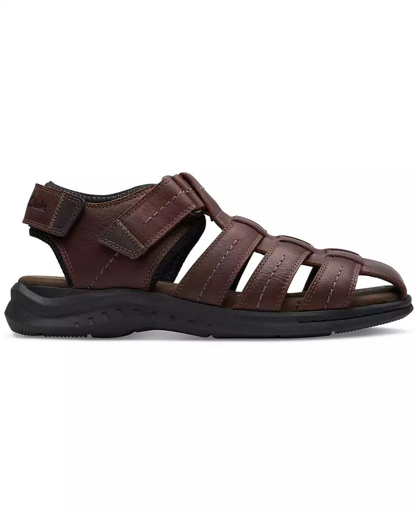 商品Clarks|男士 Walkford 鱼纹皮革凉鞋,价格¥311,第3张图片详细描述