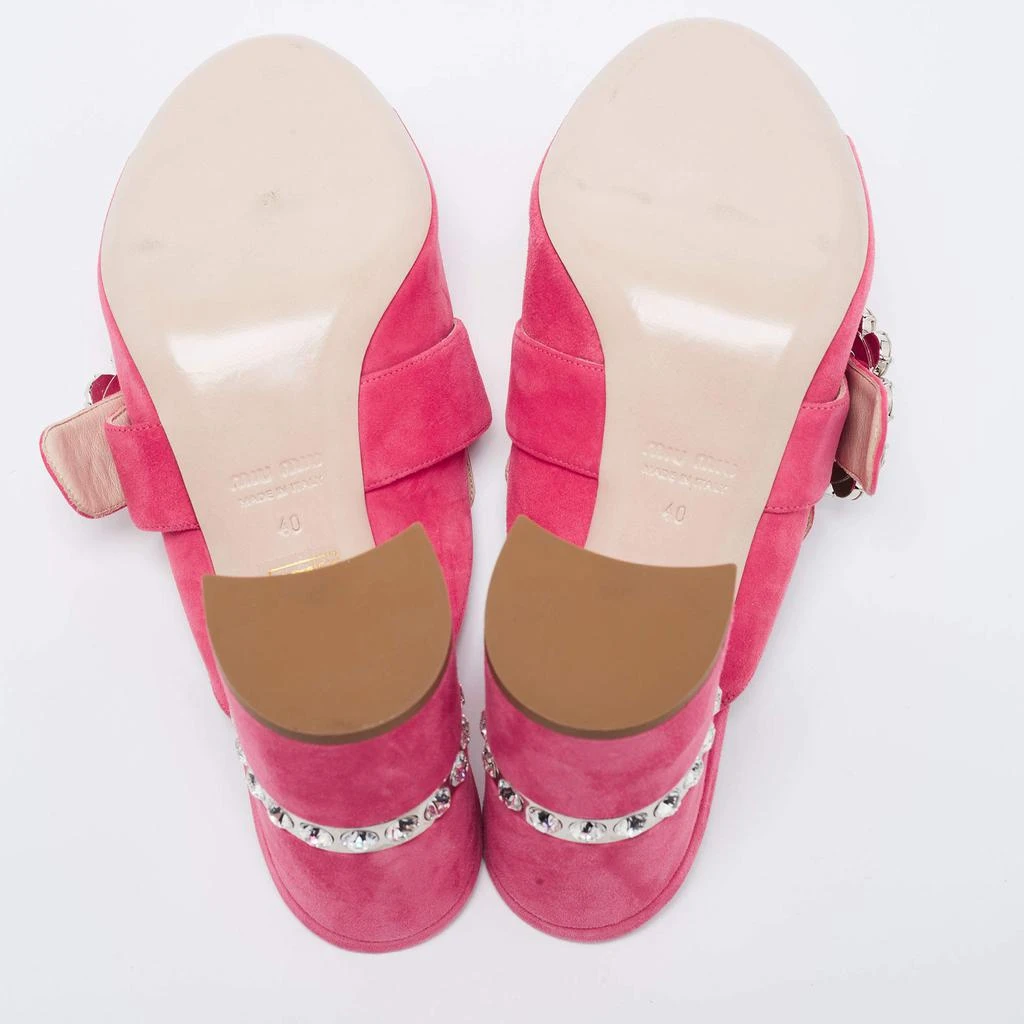 Miu Miu Pink Suede Crystals Embellished Slide Sandals Size 37 商品