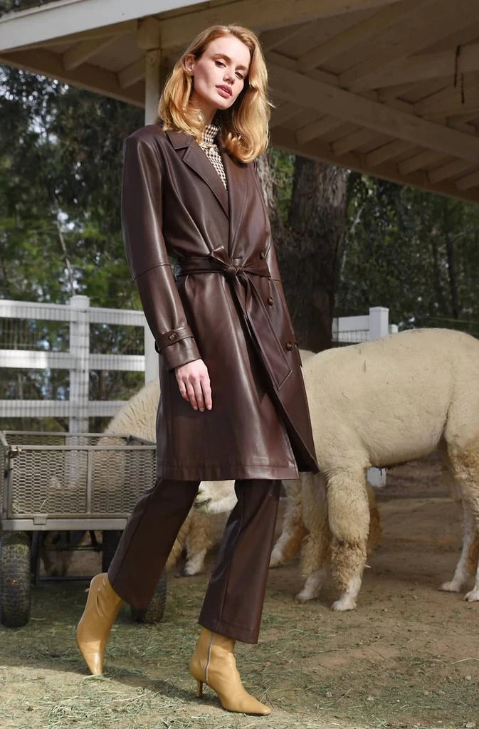 商品Greylin|Elisha Faux Leather Trench In Brown,价格¥815,第3张图片详细描述