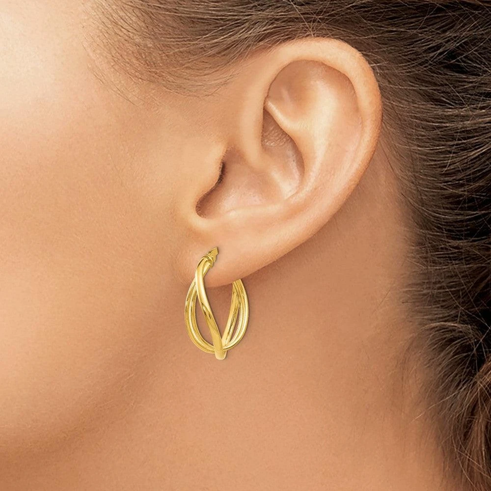 商品Diamond2Deal|14K Yellow Gold Round Twist Hoop Earrings,价格¥4599,第3张图片详细描述