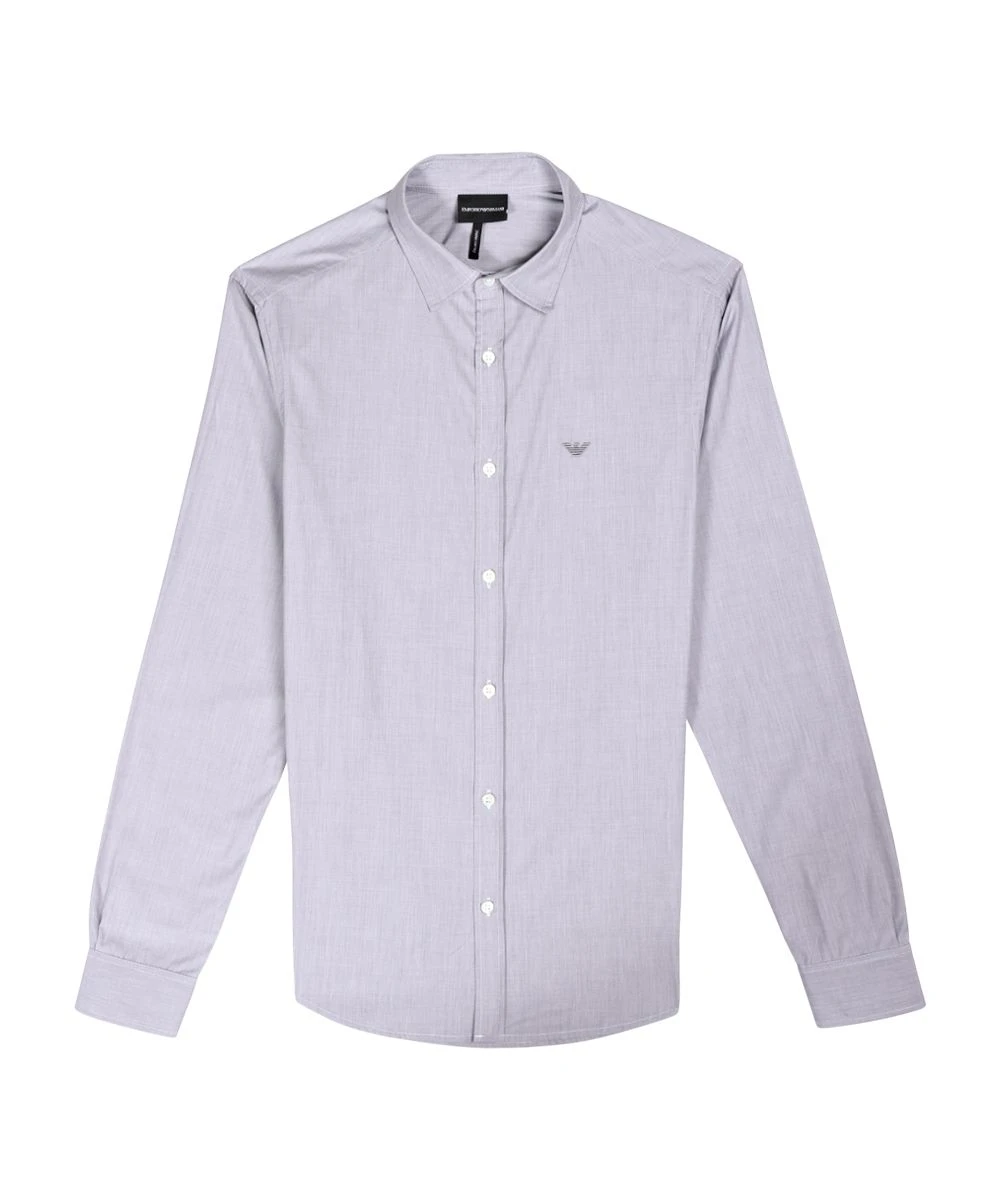 商品Emporio Armani|EMPORIO ARMANI 安普里奥·阿玛尼 浅灰色棉质刺绣徽标长袖男士衬衫 8N1C75-1V04Z-0636,价格¥869,第1张图片