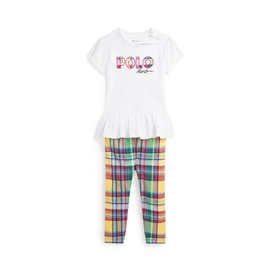 商品Ralph Lauren|Logo Jersey Tee & Plaid Legging Set (Infant),价格¥158,第1张图片