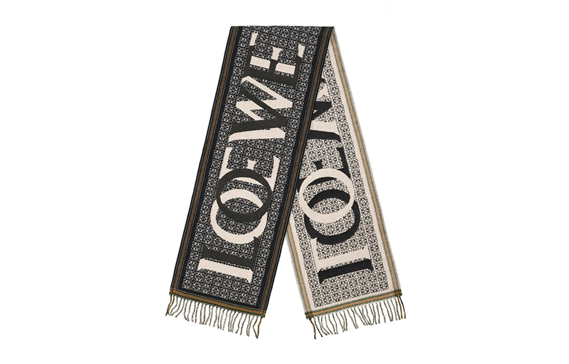 商品[国内直发] Loewe|罗意威 花纹装饰标志字母Logo 绒线围巾 女款 蓝色,价格¥3070,第3张图片详细描述