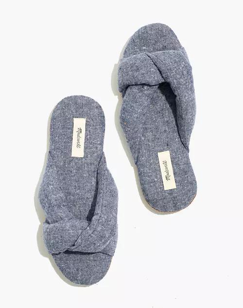 商品Madewell|Chambray Crisscross Scuff Slippers,价格¥147,第1张图片