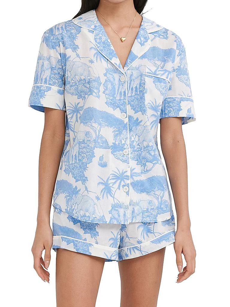 商品Desmond & Dempsey|2-Piece Printed Cotton Short Pajama Set,价格¥1428,第2张图片详细描述