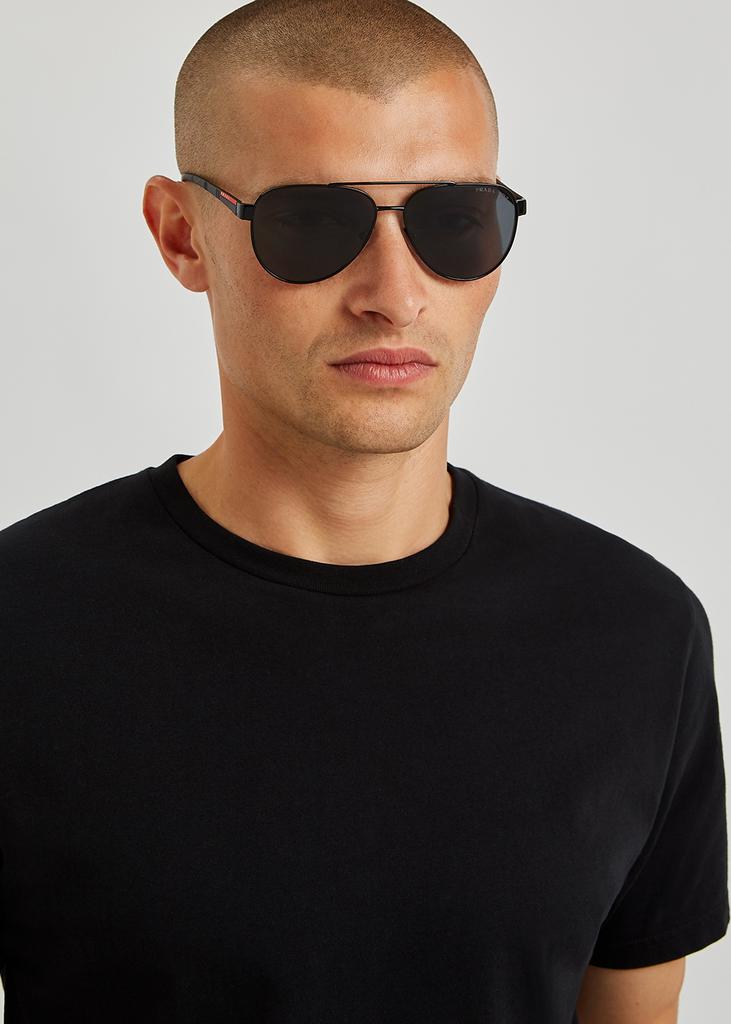Black aviator-style sunglasses商品第5张图片规格展示