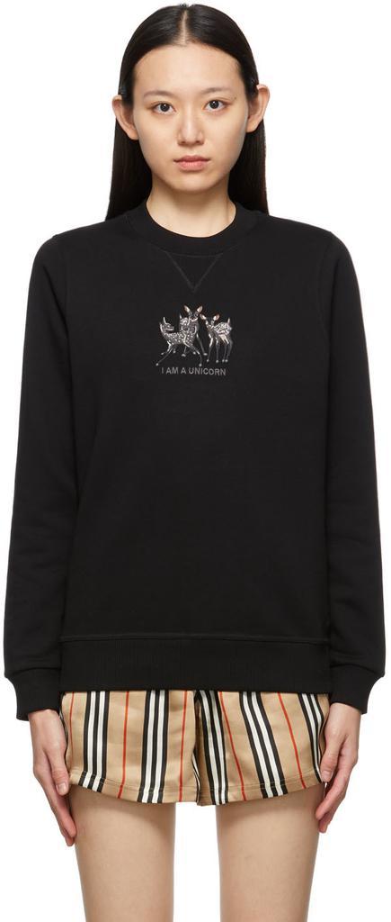商品Burberry|Black Embroidered Deer Berkley Sweatshirt,价格¥6155,第1张图片
