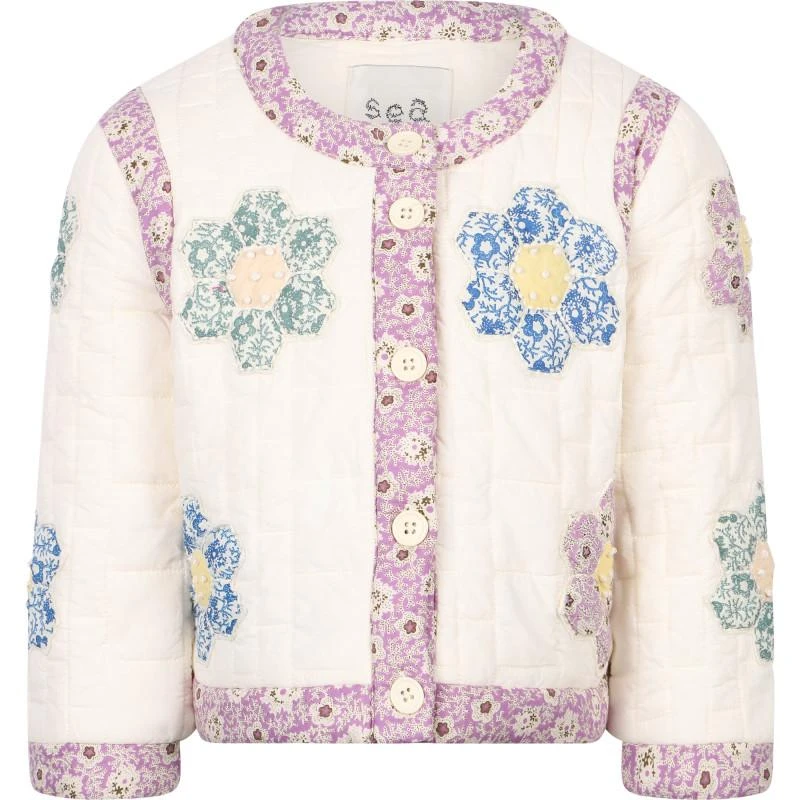 商品Sea|Floral patches quilted cotton jacket in white,价格¥2361,第1张图片