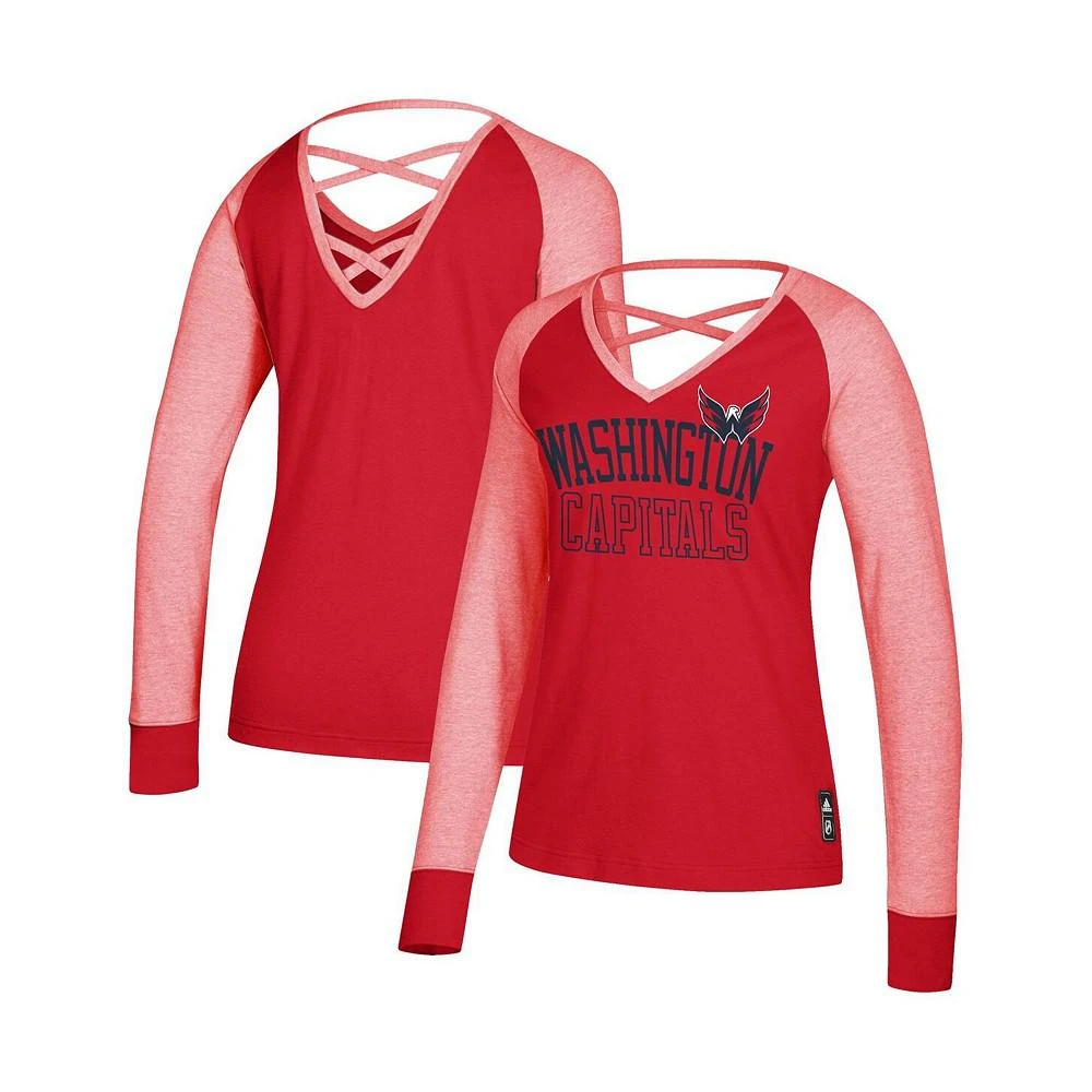 商品Adidas|Women's Red Washington Capitals Contrast Long Sleeve T-shirt,价格¥309,第1张图片
