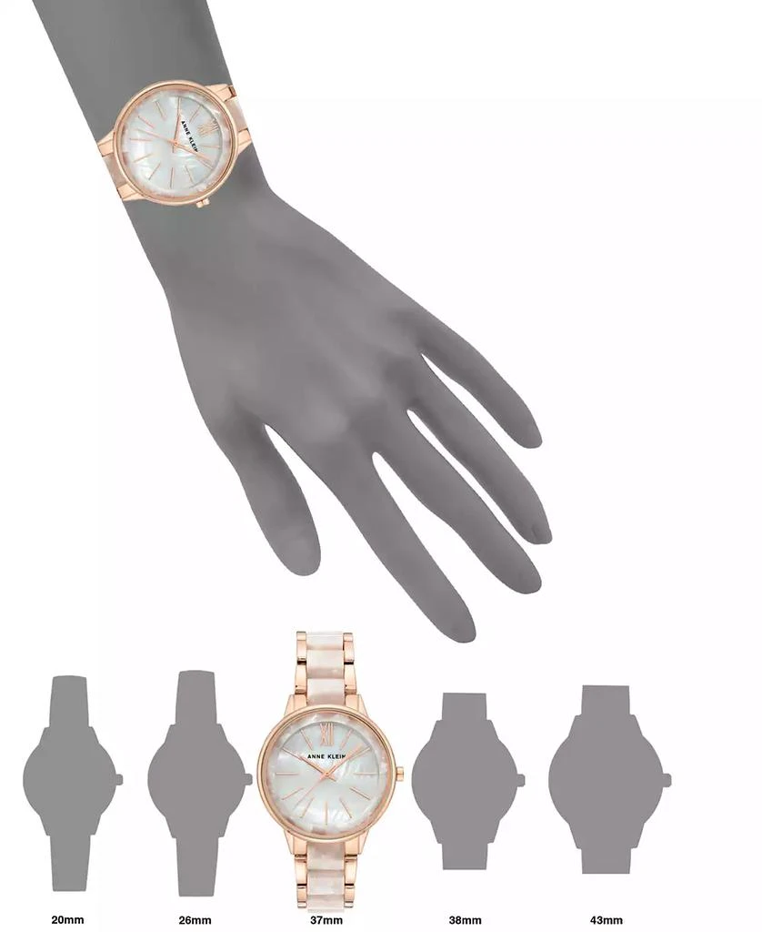 商品Anne Klein|Rose Gold-Tone and Pearlescent White Bracelet Watch 37mm,价格¥337,第4张图片详细描述